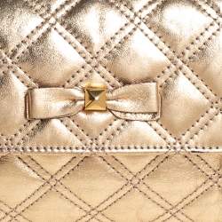 Pre Owned Marc Jacobs Metallic Gold Quilted Leather Bow Shoulder Bag