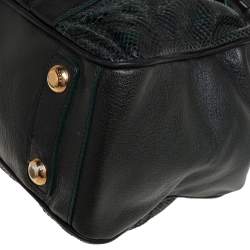 Pre Owned Marc Jacobs Dark Green Python and Leather Stam Satchel