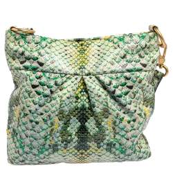 Marc Jacobs Green/Yellow Python Embossed PVC Slim Crossbody Bag