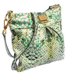 Marc Jacobs Green/Yellow Python Embossed PVC Slim Crossbody Bag