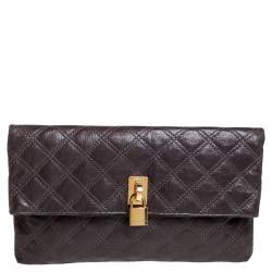 Pre Owned Marc Jacobs Brown Quilted Leather Eugenie Clutch