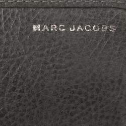 Mark Jacobs  Metallic/Grey Gathered Coated Canvas and Leather Pushlock Clutch 