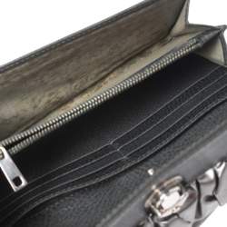 Mark Jacobs  Metallic/Grey Gathered Coated Canvas and Leather Pushlock Clutch 