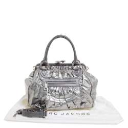Marc Jacobs Metallic Grey Leather Stam Satchel