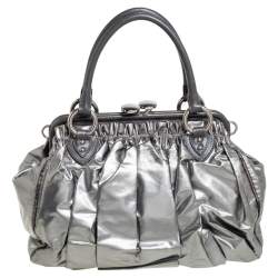 Marc Jacobs Metallic Grey Leather Stam Satchel
