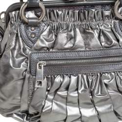 Marc Jacobs Metallic Grey Leather Stam Satchel