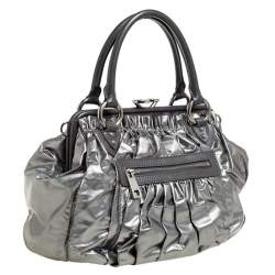 Marc Jacobs Metallic Grey Leather Stam Satchel