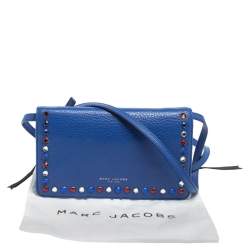 Pre Owned Marc Jacobs Blue Leather Jewel Embellished Wallet on Strap 
