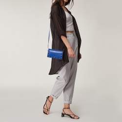 Pre Owned Marc Jacobs Blue Leather Jewel Embellished Wallet on Strap 