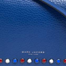 Pre Owned Marc Jacobs Blue Leather Jewel Embellished Wallet on Strap 