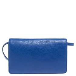 Pre Owned Marc Jacobs Blue Leather Jewel Embellished Wallet on Strap 