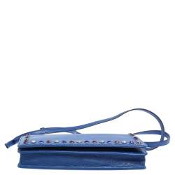 Pre Owned Marc Jacobs Blue Leather Jewel Embellished Wallet on Strap 