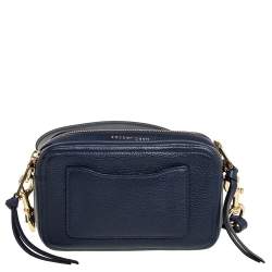 Pre Owned Marc Jacobs Navy Blue Leather Snapshot Crossbody Bag
