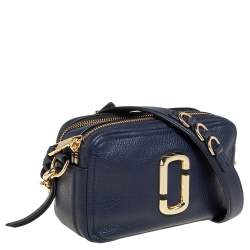 Pre Owned Marc Jacobs Navy Blue Leather Snapshot Crossbody Bag