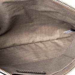 Pre Owned Marc Jacobs Metallic Silver Leather Flat Zip Clutch