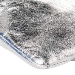 Pre Owned Marc Jacobs Metallic Silver Leather Flat Zip Clutch