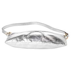 Pre Owned Marc Jacobs Metallic Silver Leather Flat Zip Clutch