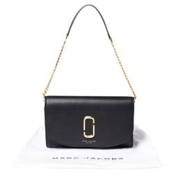 Pre Owned Marc Jacobs Black Leather Flap Shoulder Bag