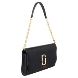 Pre Owned Marc Jacobs Black Leather Flap Shoulder Bag