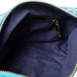 Pre Owned Marc Jacobs Blue Printed Leather Flap Padlock Shoulder Bag