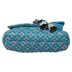 Pre Owned Marc Jacobs Blue Printed Leather Flap Padlock Shoulder Bag