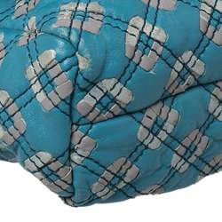 Pre Owned Marc Jacobs Blue Printed Leather Flap Padlock Shoulder Bag