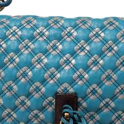 Pre Owned Marc Jacobs Blue Printed Leather Flap Padlock Shoulder Bag