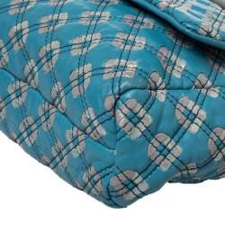 Pre Owned Marc Jacobs Blue Printed Leather Flap Padlock Shoulder Bag