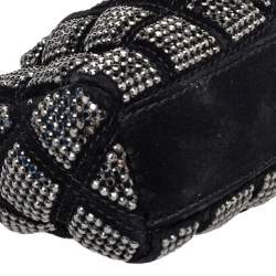 Pre Owned Marc Jacobs Black Suede And Leather Embellished Clutch