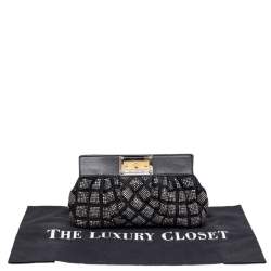 Pre Owned Marc Jacobs Black Suede And Leather Embellished Clutch