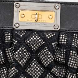 Pre Owned Marc Jacobs Black Suede And Leather Embellished Clutch