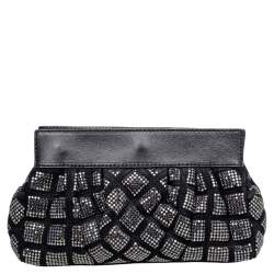 Pre Owned Marc Jacobs Black Suede And Leather Embellished Clutch