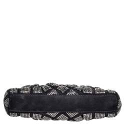 Pre Owned Marc Jacobs Black Suede And Leather Embellished Clutch