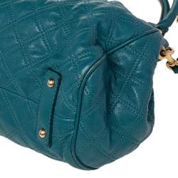 Pre Owned Marc Jacobs Teal Blue Quilted Leather Stam Satchel
