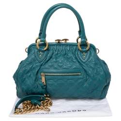 Pre Owned Marc Jacobs Teal Blue Quilted Leather Stam Satchel