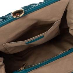 Pre Owned Marc Jacobs Teal Blue Quilted Leather Stam Satchel