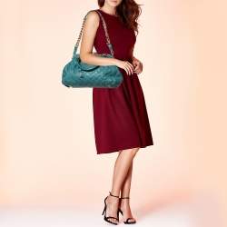 Pre Owned Marc Jacobs Teal Blue Quilted Leather Stam Satchel