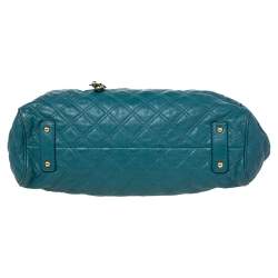 Pre Owned Marc Jacobs Teal Blue Quilted Leather Stam Satchel