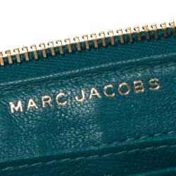 Pre Owned Marc Jacobs Teal Blue Quilted Leather Double Pocket Zip Clutch