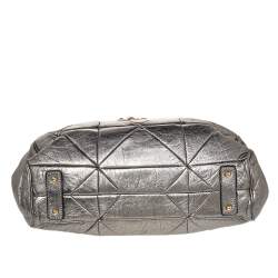 Pre Owned Marc Jacobs Metallic Grey Quilted Leather Stam Satchel