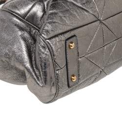 Pre Owned Marc Jacobs Metallic Grey Quilted Leather Stam Satchel