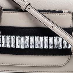 Pre Owned Marc Jacobs Grey Leather Crystal Embellished Madison Crossbody Bag