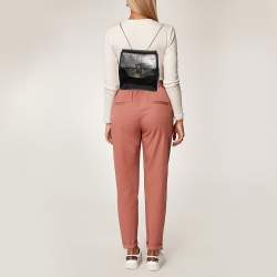 Pre Owned Marc Jacobs Black Patent Leather Chain Strap Backpack