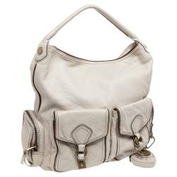 Pre Owned Marc By Marc Jacobs White Leather Blake Hobo