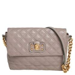 Pre Owned Marc Jacobs Beige Quilted Leather The Large Single Flap Shoulder Bag