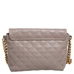 Pre Owned Marc Jacobs Beige Quilted Leather The Large Single Flap Shoulder Bag