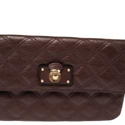 Pre Owned Marc Jacobs Brown Quilted Leather Eugenie Clutch