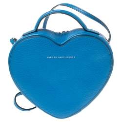 Pre Owned Marc by Marc Jacobs Electric Blue Leather Heart Crossbody Bag