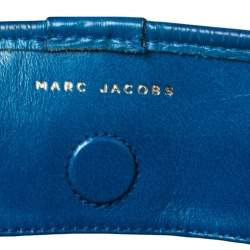 Pre Owned Marc Jacobs Blue Quilted Glossy Leather Eyelet Logo Tote