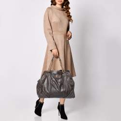 Pre Owned Marc Jacobs Grey Quilted Leather Alyona Satchel